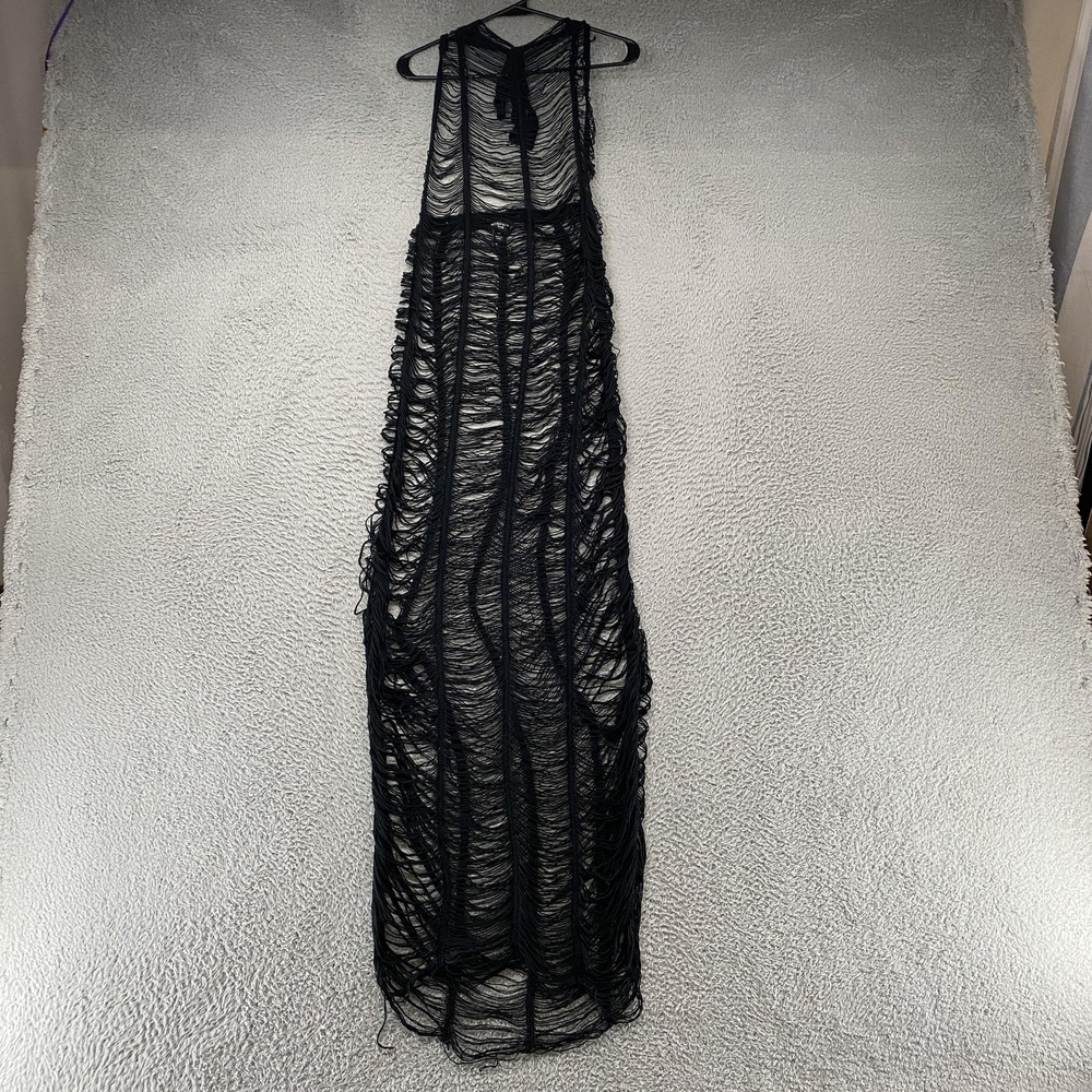 PrettyLittleThing Maxi Dress Womens XXL Black Sheer Crochet Halter Coverup